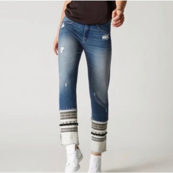 Blank NYC Denim - BlankNYC Distressed High Rise Tapered Miss Molly Wash Straight Leg Jeans 30